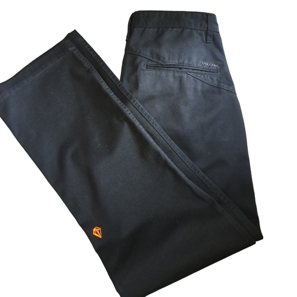 Mens genuine VOLCOM Stone-Age BORKEN skate pants Chino black relaxed 32/32 - Picture 3 of 11